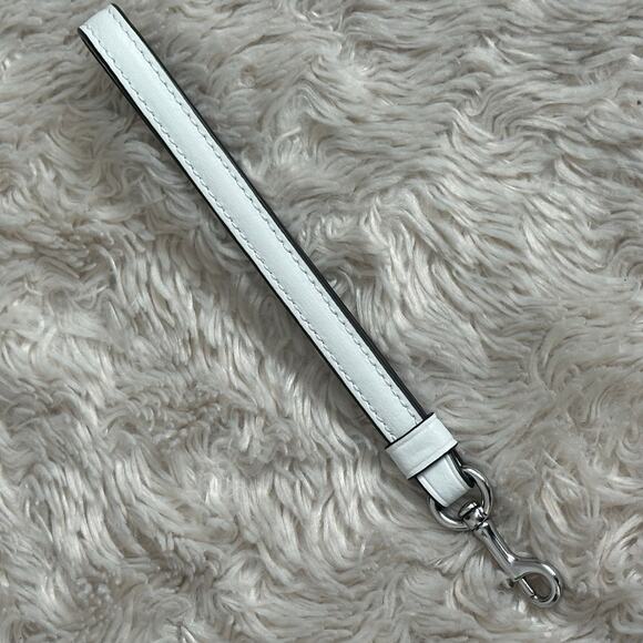 White Leather Wrist Strap Wristlet for Purse Wallet Clutch Key Keychain - Picture 4 of 4
